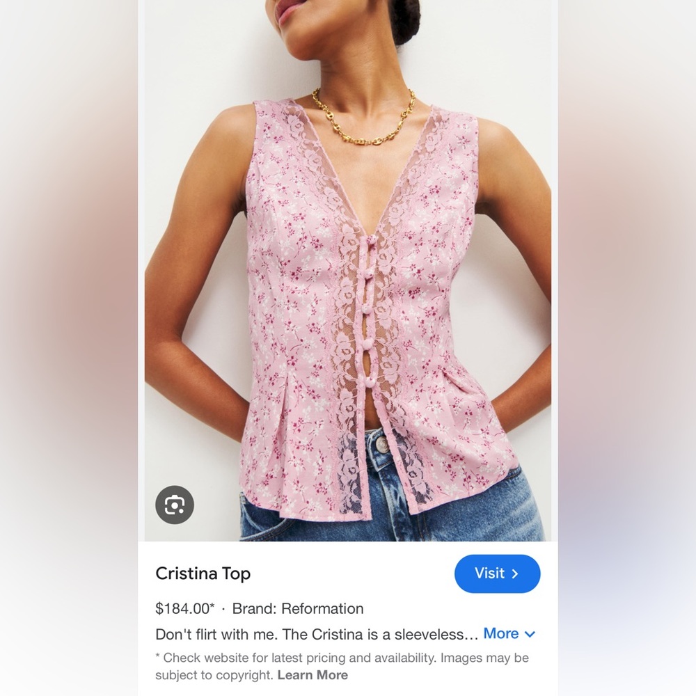Reformation Cristina top in Pink floral (Baby’s Breath?)